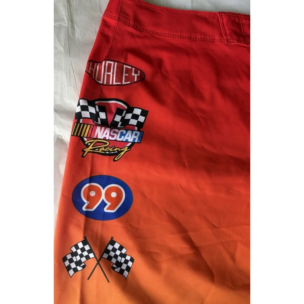 Hurley x NASCAR Phantom Boardshorts Mens 32 Red Flames Racing Swim Trunks NWT